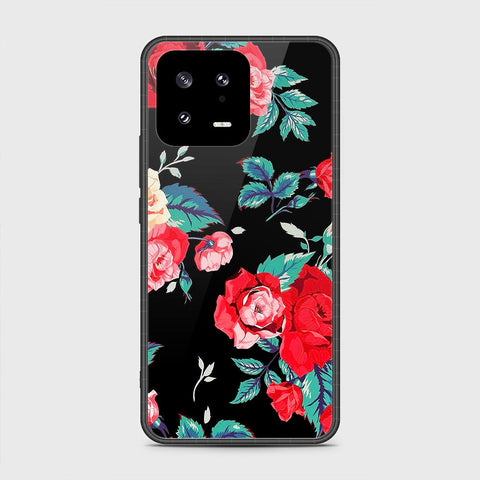 Xiaomi 13 Cover- Floral Series - HQ Ultra Shine Premium Infinity Glass Soft Silicon Borders Case