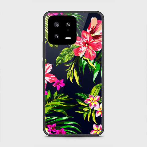 Xiaomi 13 Cover- Floral Series - HQ Ultra Shine Premium Infinity Glass Soft Silicon Borders Case