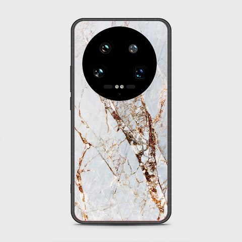Xiaomi 14 Ultra Cover- White Marble Series - HQ Ultra Shine Premium Infinity Glass Soft Silicon Borders Case