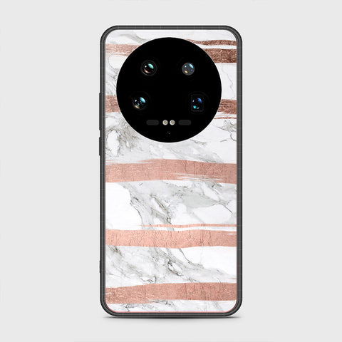 Xiaomi 14 Ultra Cover- White Marble Series - HQ Ultra Shine Premium Infinity Glass Soft Silicon Borders Case