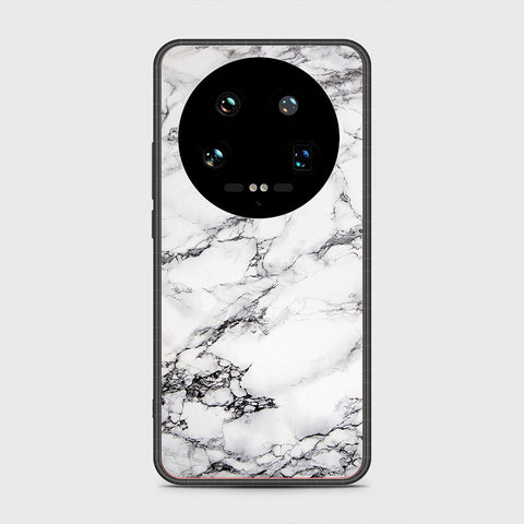 Xiaomi 14 Ultra Cover- White Marble Series - HQ Ultra Shine Premium Infinity Glass Soft Silicon Borders Case