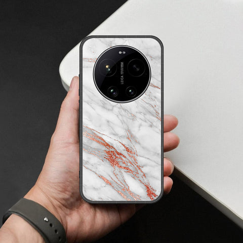 Xiaomi 17 Ultra Cover - White Marble Series - HQ Ultra Shine Premium Infinity Glass Soft Silicon Borders Case