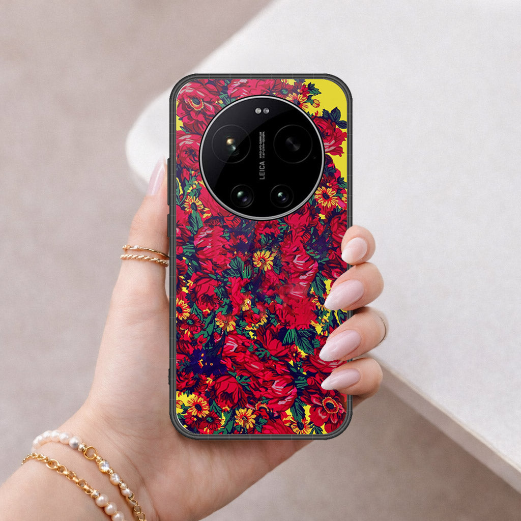 Xiaomi 17 Ultra Cover - Floral Series - HQ Ultra Shine Premium Infinity Glass Soft Silicon Borders Case