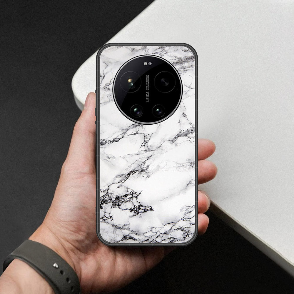 Xiaomi 17 Ultra Cover - White Marble Series - HQ Ultra Shine Premium Infinity Glass Soft Silicon Borders Case