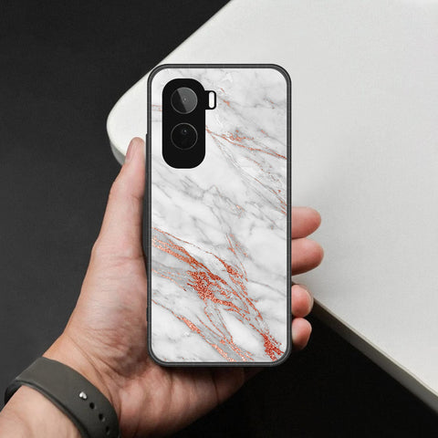 Vivo T5 Pro Cover - White Marble Series - HQ Ultra Shine Premium Infinity Glass Soft Silicon Borders Case
