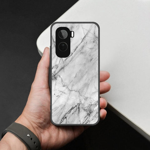 Vivo T5 Pro Cover - White Marble Series - HQ Ultra Shine Premium Infinity Glass Soft Silicon Borders Case