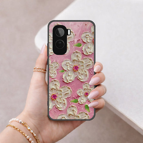 Vivo Y500 Cover - Floral Series - Design 5 - Pink & White - HQ Ultra Shine Premium Infinity Glass Soft Silicon Borders Case