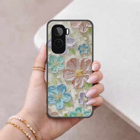 Vivo T5 Pro Cover - Floral Series - Design 14 - Blue & Purple - HQ Ultra Shine Premium Infinity Glass Soft Silicon Borders Case