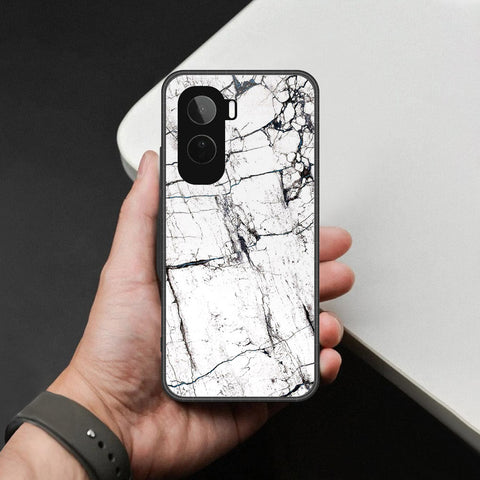 Vivo T5 Pro Cover - White Marble Series 2 - HQ Ultra Shine Premium Infinity Glass Soft Silicon Borders Case