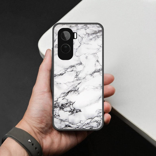 Vivo T5 Pro Cover - White Marble Series - HQ Ultra Shine Premium Infinity Glass Soft Silicon Borders Case