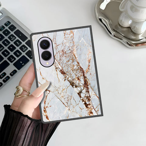 Samsung Galaxy Z Fold 8 Cover - White Marble Series - HQ Premium Shine Durable Shatterproof Case