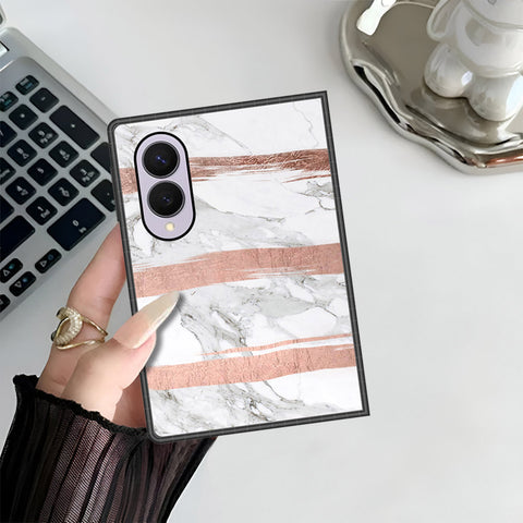 Samsung Galaxy Z Fold 8 Cover - White Marble Series - HQ Premium Shine Durable Shatterproof Case