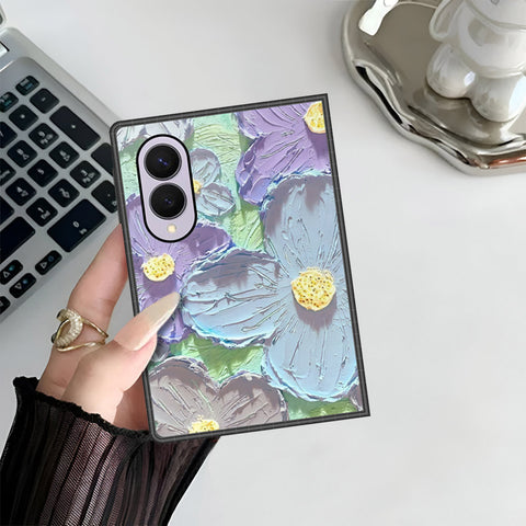 Samsung Galaxy Z Fold 8 Cover - Floral Series - Design 1 - Purple & Aqua - HQ Premium Shine Durable Shatterproof Case