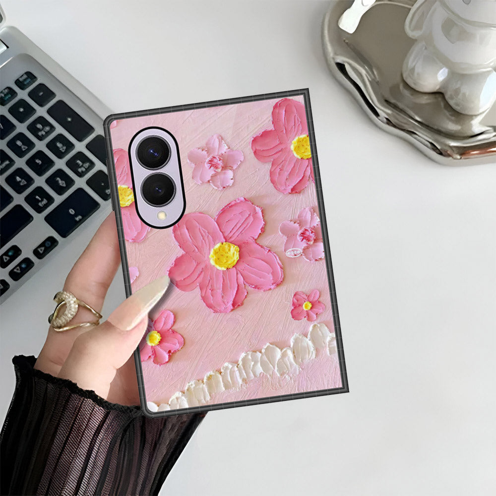 Samsung Galaxy Z Fold 8 Cover - Floral Series - Design 2 - Pink - HQ Premium Shine Durable Shatterproof Case