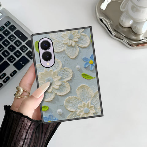 Samsung Galaxy Z Fold 8 Cover - Floral Series - Design 3 - Sky Blue - HQ Premium Shine Durable Shatterproof Case