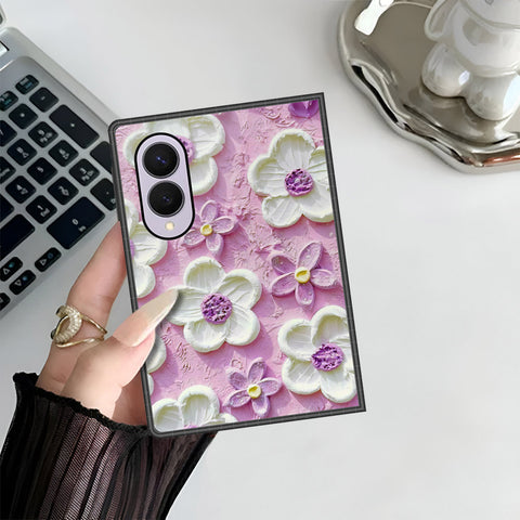 Samsung Galaxy Z Fold 8 Cover - Floral Series - Design 4 - Purple & White - HQ Premium Shine Durable Shatterproof Case