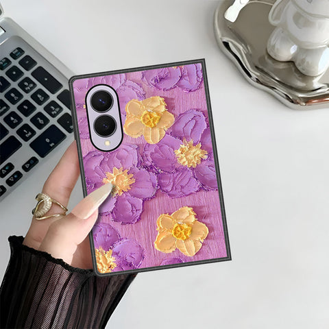 Samsung Galaxy Z Fold 8 Cover - Floral Series - Design 8 - Purple & Yellow - HQ Premium Shine Durable Shatterproof Case