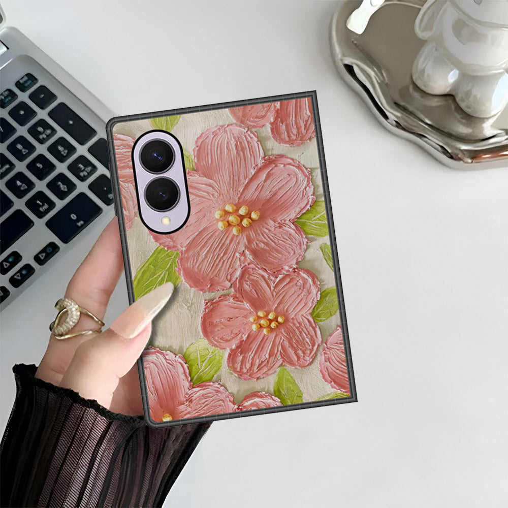 Samsung Galaxy Z Fold 8 Cover - Floral Series - Design 9 - Pink & Green - HQ Premium Shine Durable Shatterproof Case