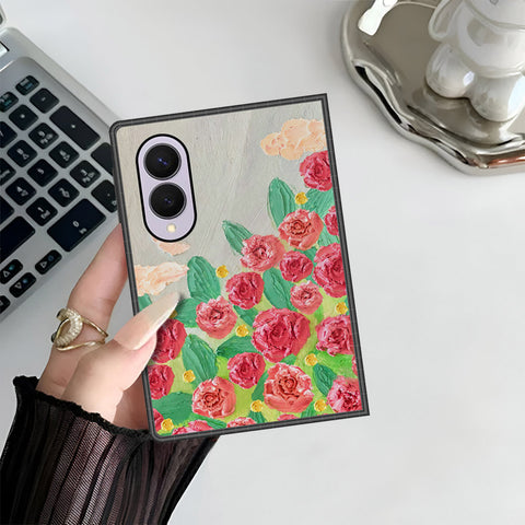 Samsung Galaxy Z Fold 8 Cover - Floral Series - Design 10 - Red & Green - HQ Premium Shine Durable Shatterproof Case