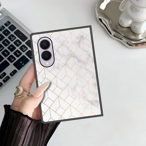 Samsung Galaxy Z Fold 8 Cover - White Marble Series 2 - HQ Premium Shine Durable Shatterproof Case
