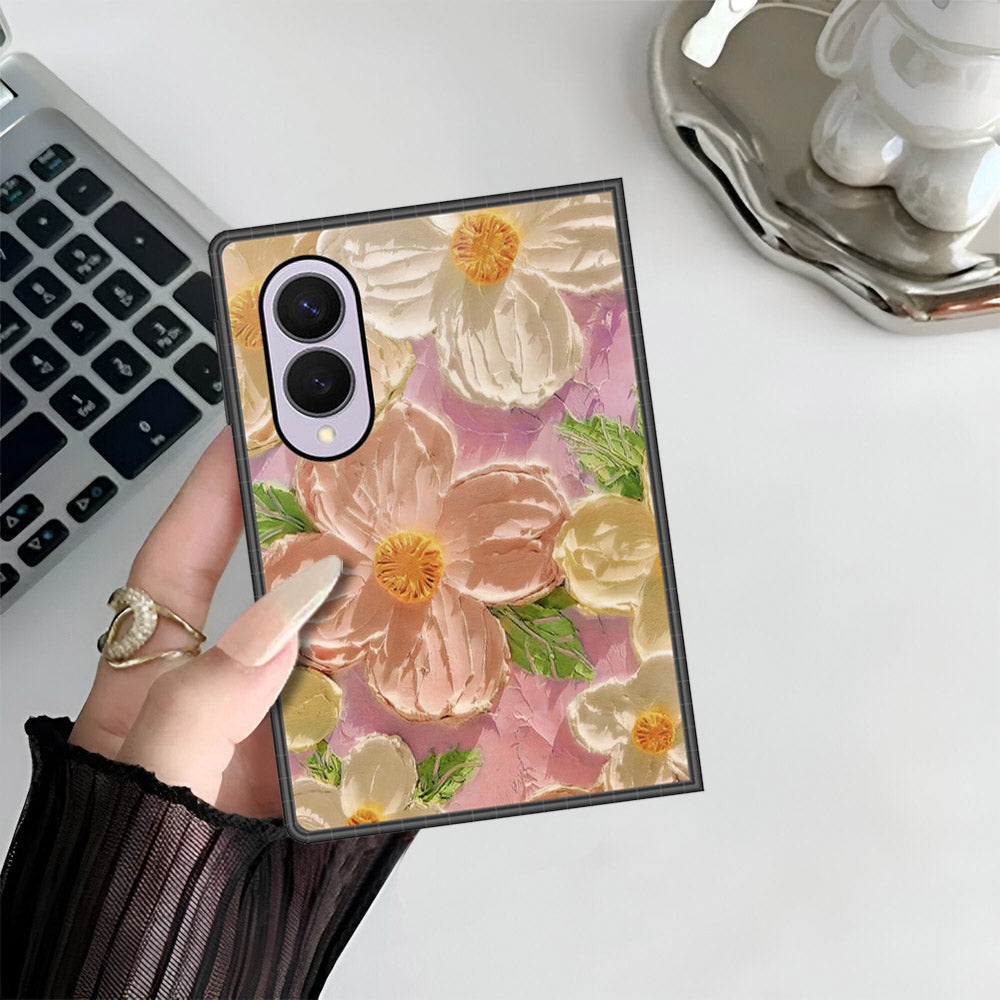 Samsung Galaxy Z Fold 8 Cover - Floral Series - Design 11 - White & Green - HQ Premium Shine Durable Shatterproof Case