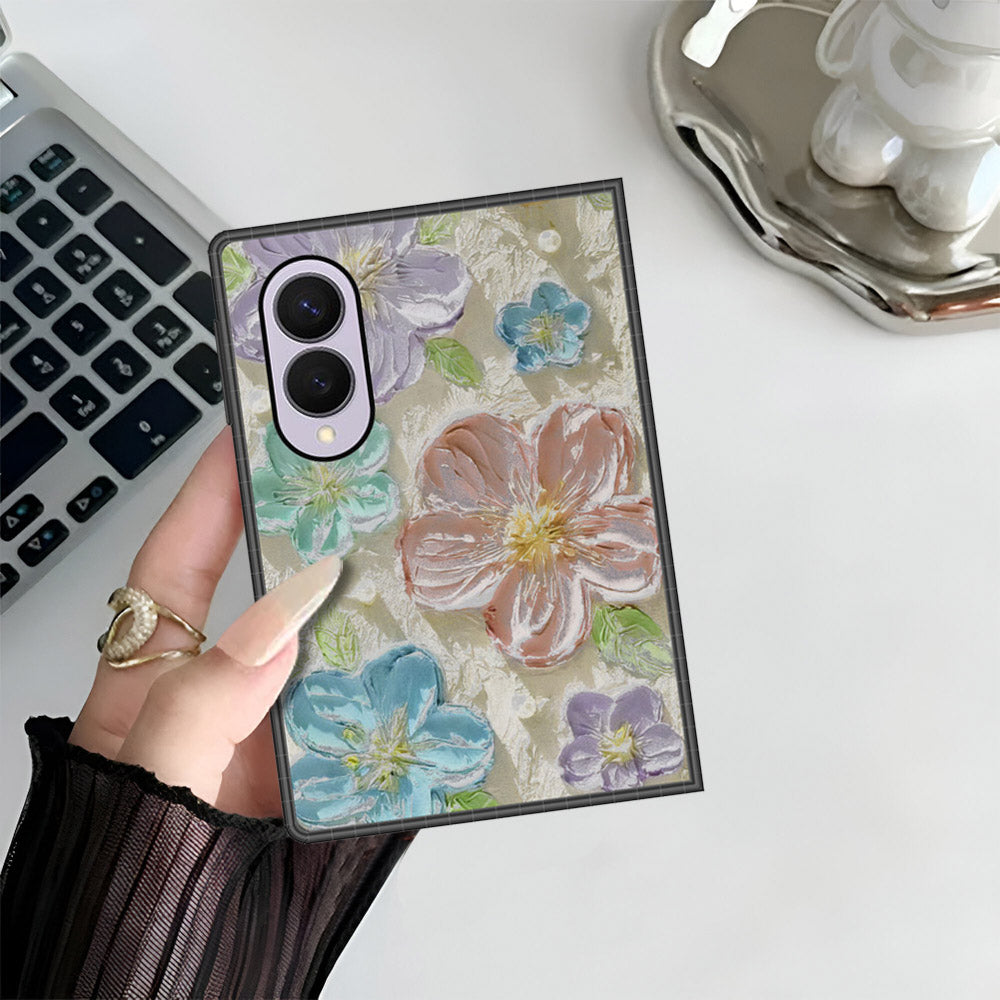 Samsung Galaxy Z Fold 8 Cover - Floral Series - Design 14 - Blue & Purple - HQ Premium Shine Durable Shatterproof Case