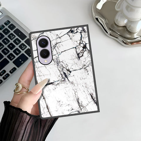 Samsung Galaxy Z Fold 8 Cover - White Marble Series 2 - HQ Premium Shine Durable Shatterproof Case