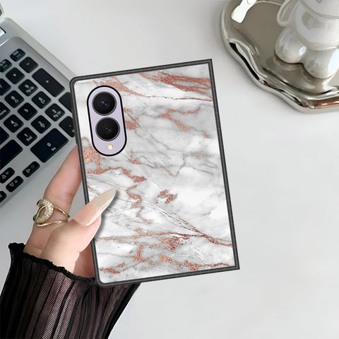 Samsung Galaxy Z Fold 8 Cover - White Marble Series 2 - HQ Premium Shine Durable Shatterproof Case