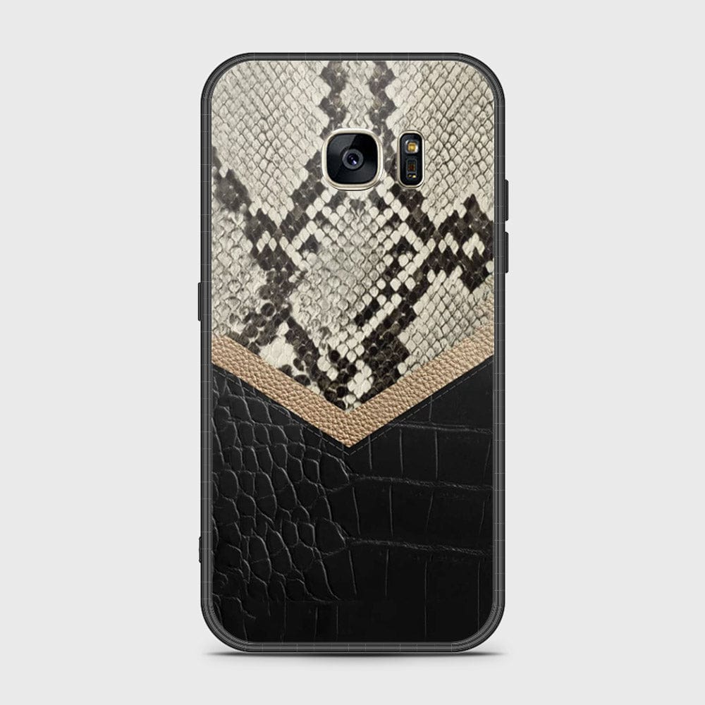 Samsung Galaxy S7 Cover- Printed Skins Series - HQ Ultra Shine Premium Infinity Glass Soft Silicon Borders Case ( Fast Delivery )