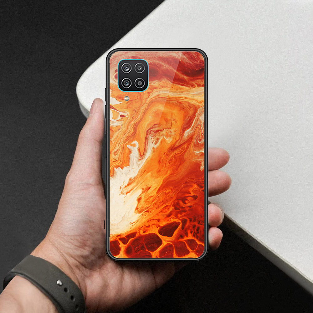 Samsung Galaxy A12 Cover - Mystic Marble Series - HQ Ultra Shine Premium Infinity Glass Soft Silicon Borders Case