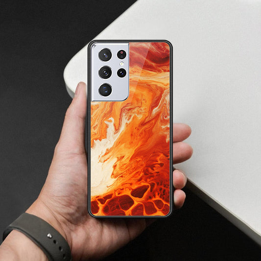 Samsung Galaxy S21 Ultra 5G Cover - Mystic Marble Series - HQ Ultra Shine Premium Infinity Glass Soft Silicon Borders Case (Fast Delivery)