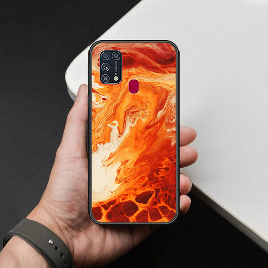 Samsung Galaxy M31 Cover - Mystic Marble Series - HQ Ultra Shine Premium Infinity Glass Soft Silicon Borders Case