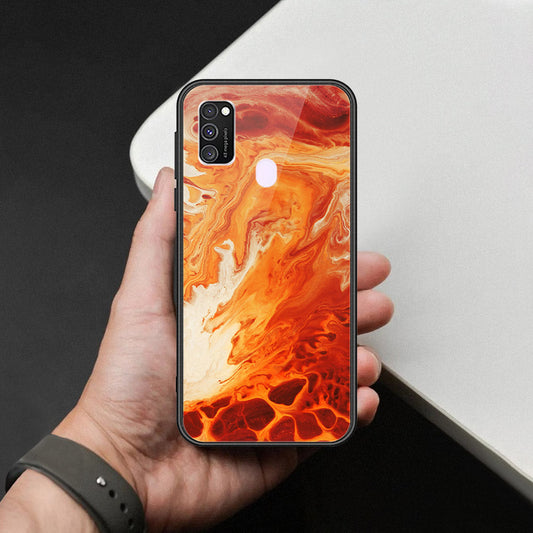 Samsung Galaxy M21 Cover - Mystic Marble Series - HQ Ultra Shine Premium Infinity Glass Soft Silicon Borders Case