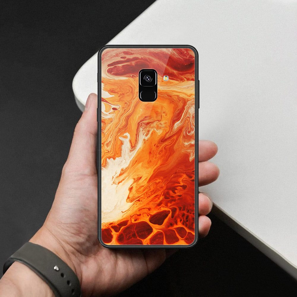 Samsung Galaxy A8 2018 Cover - Mystic Marble Series - HQ Ultra Shine Premium Infinity Glass Soft Silicon Borders Case