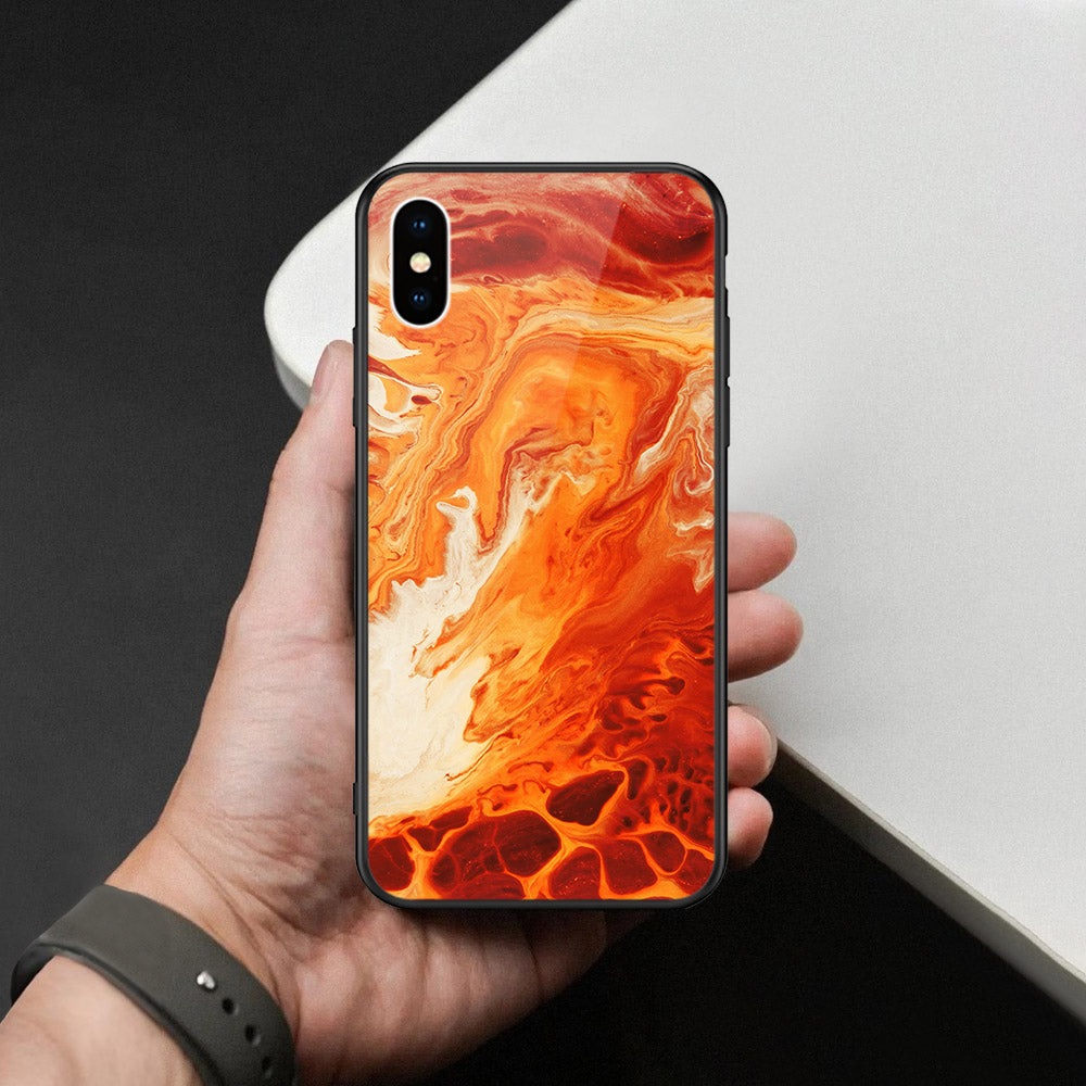 iPhone XS / X - Mystic Marble Series - HQ Ultra Shine Premium Infinity Glass Soft Silicon Borders Case