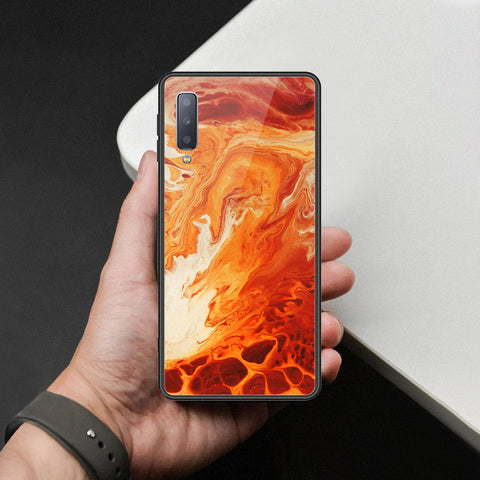 Samsung Galaxy A7 2018 Cover - Mystic Marble Series - HQ Ultra Shine Premium Infinity Glass Soft Silicon Borders Case