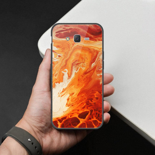 Samsung Galaxy J7 2015 Cover - Mystic Marble Series - HQ Ultra Shine Premium Infinity Glass Soft Silicon Borders Case