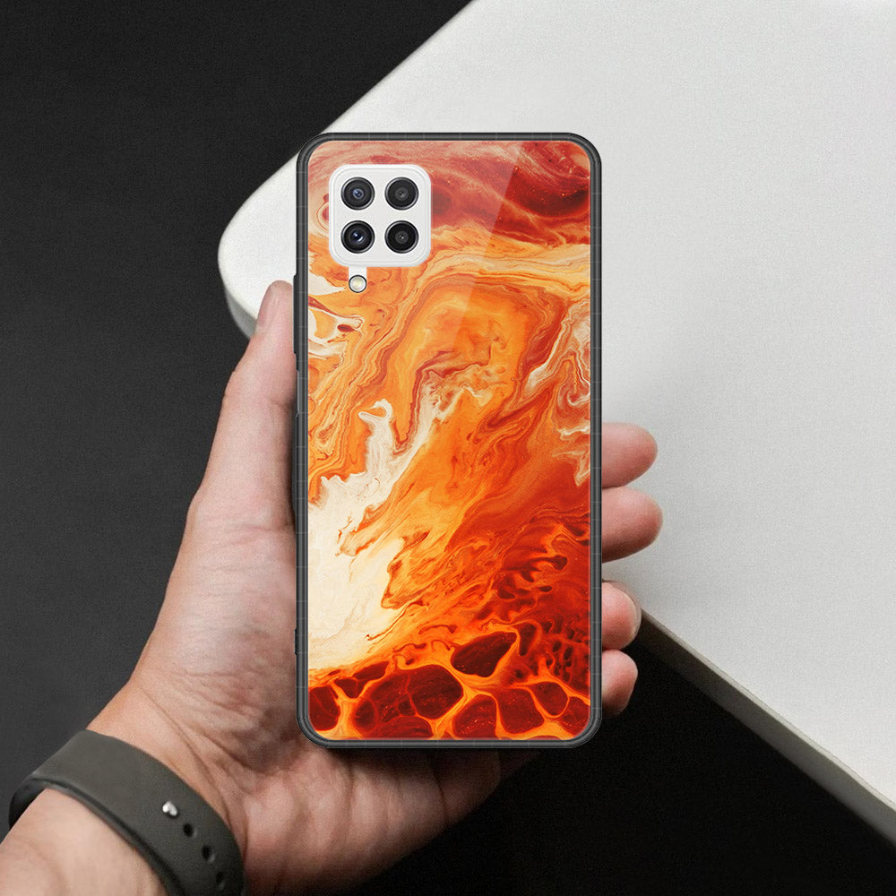 Samsung Galaxy A22 Cover - Mystic Marble Series - HQ Ultra Shine Premium Infinity Glass Soft Silicon Borders Case