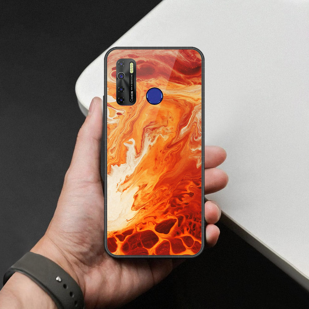 Infinix Hot 9 Pro Cover - Mystic Marble Series - HQ Ultra Shine Premium Infinity Glass Soft Silicon Borders Case