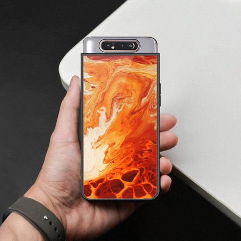 Samsung Galaxy A80 Cover - Mystic Marble Series - HQ Ultra Shine Premium Infinity Glass Soft Silicon Borders Case