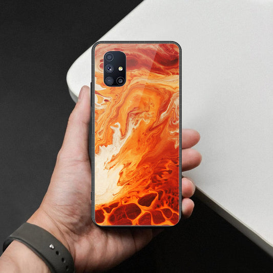 Samsung Galaxy M51 Cover - Mystic Marble Series - HQ Ultra Shine Premium Infinity Glass Soft Silicon Borders Case