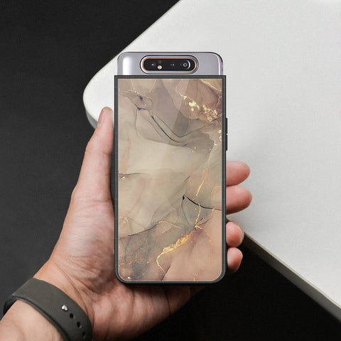 Samsung Galaxy A80 Cover - Mystic Marble Series - HQ Ultra Shine Premium Infinity Glass Soft Silicon Borders Case