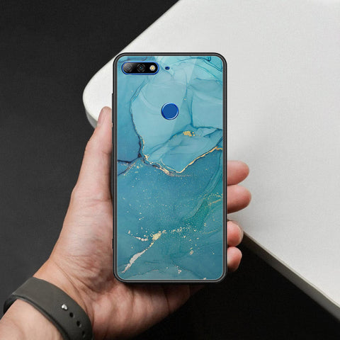 Huawei Y7 Prime 2018 Cover - Mystic Marble Series - HQ Ultra Shine Premium Infinity Glass Soft Silicon Borders Case