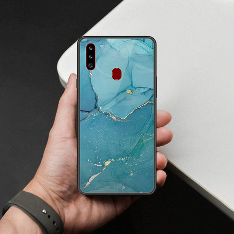 Samsung Galaxy A20s Cover - Mystic Marble Series - HQ Ultra Shine Premium Infinity Glass Soft Silicon Borders Case