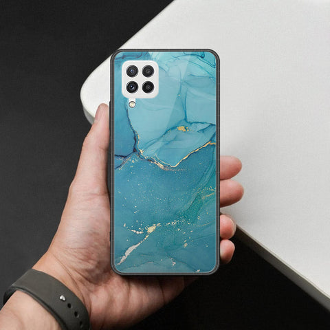 Samsung Galaxy M22 Cover - Mystic Marble Series - HQ Ultra Shine Premium Infinity Glass Soft Silicon Borders Case