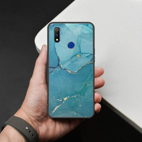 Realme 3 Cover - Mystic Marble Series - HQ Ultra Shine Premium Infinity Glass Soft Silicon Borders Case
