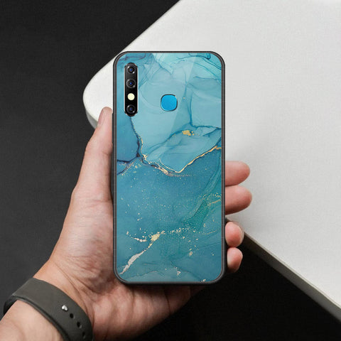 Infinix Hot 8 Cover - Mystic Marble Series - HQ Ultra Shine Premium Infinity Glass Soft Silicon Borders Case