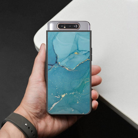 Samsung Galaxy A80 Cover - Mystic Marble Series - HQ Ultra Shine Premium Infinity Glass Soft Silicon Borders Case