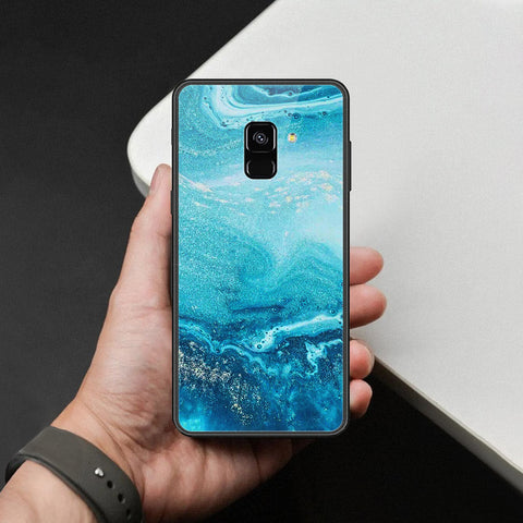 Samsung Galaxy A8 2018 Cover - Mystic Marble Series - HQ Ultra Shine Premium Infinity Glass Soft Silicon Borders Case