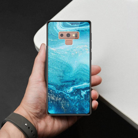 Samsung Galaxy Note 9 Cover - Mystic Marble Series - HQ Ultra Shine Premium Infinity Glass Soft Silicon Borders Case